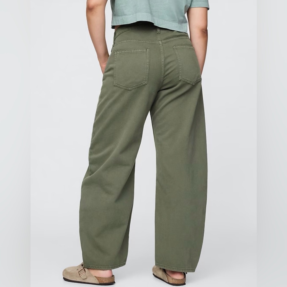 Gap High-Rise Barrel Jeans NWT 32/14 Tall Khaki Green Baggy Skater Streetwear - Picture 6 of 9